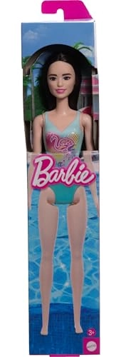 Beach Doll - Plastic Black Hair Blue One-Piece Swimsuit Ages 3+