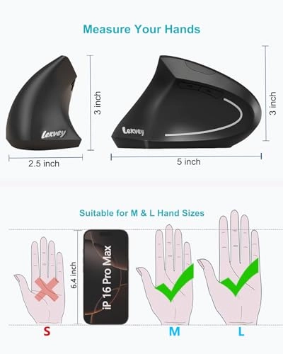 Left Handed Ergonomic Vertical Mouse - Wireless