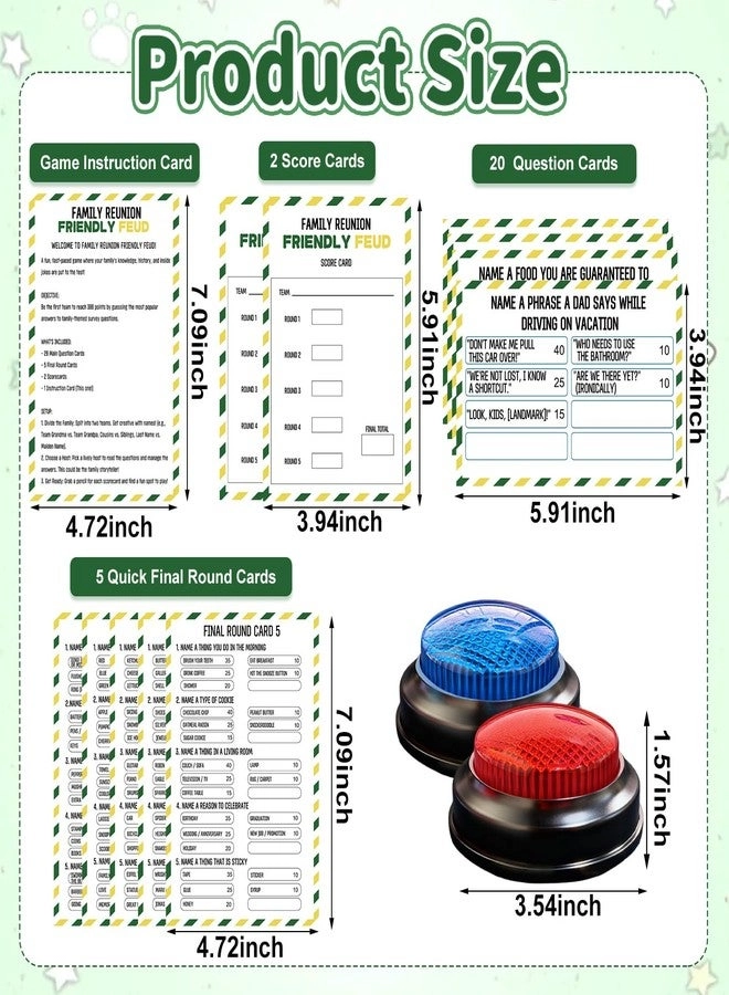 Family Friendly Feud Card Game - 2 Answer Buzzers Trivia