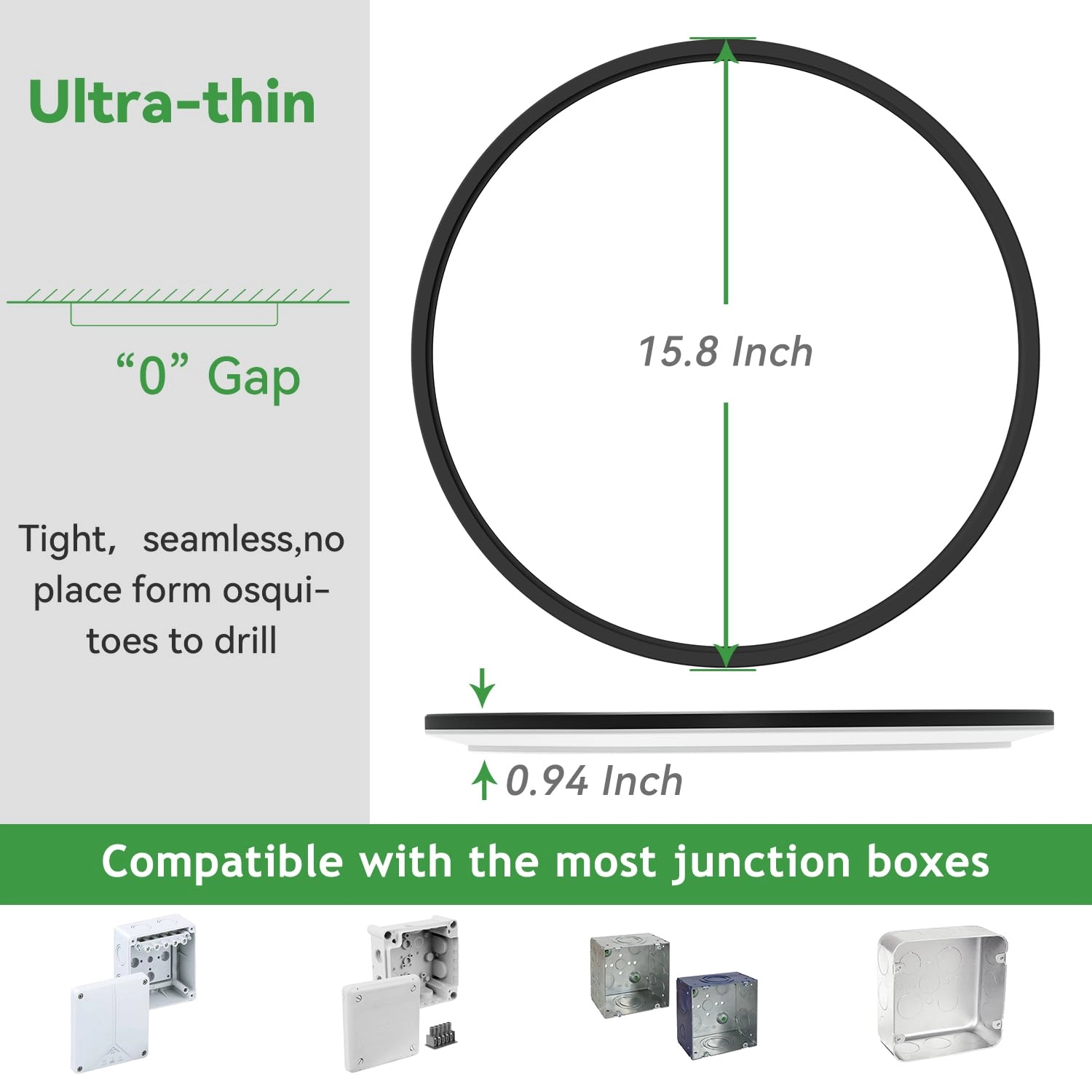 Flush Mount Ceiling Light - 3000/4500/6000K Dimmable
