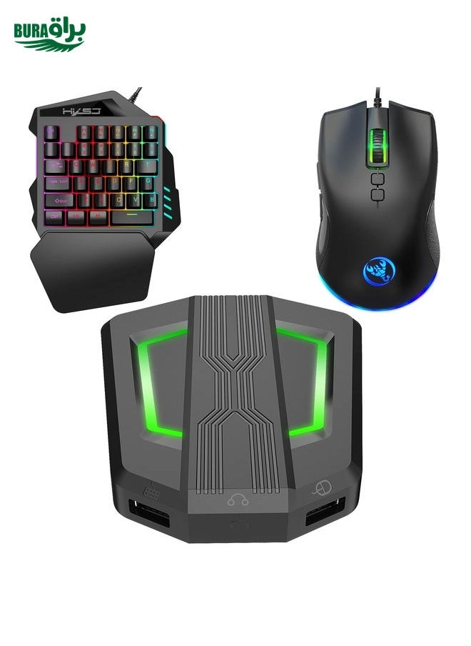 BURAQ Keyboard Mouse Converter + One-handed Keyboard + Gaming Mouse - Wired