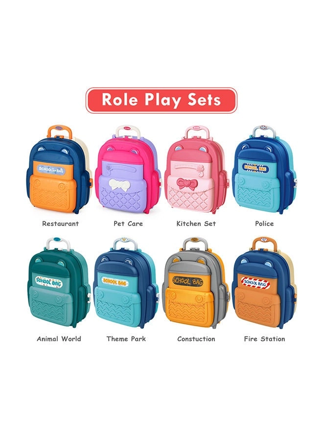 Role Play Police Station With Police Car And Block Toy Set School Bag - 219 pcs (LS_BLSB_POBU)