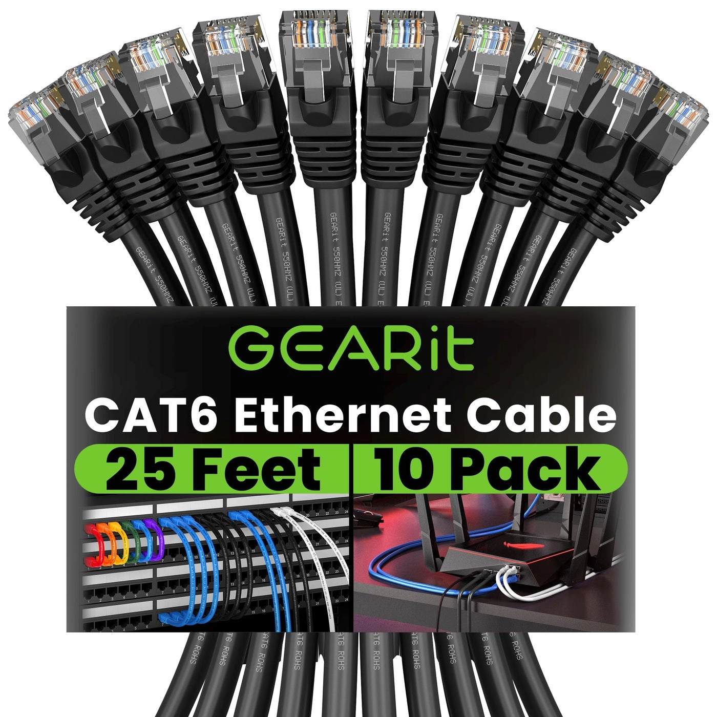 GEARit Cat 6 Ethernet Cable - 25 ft Pack