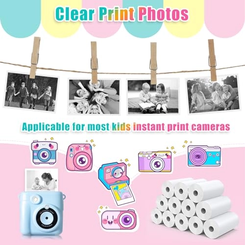 Instant Print Paper Rolls - 12 Rolls 2.2in × 20ft