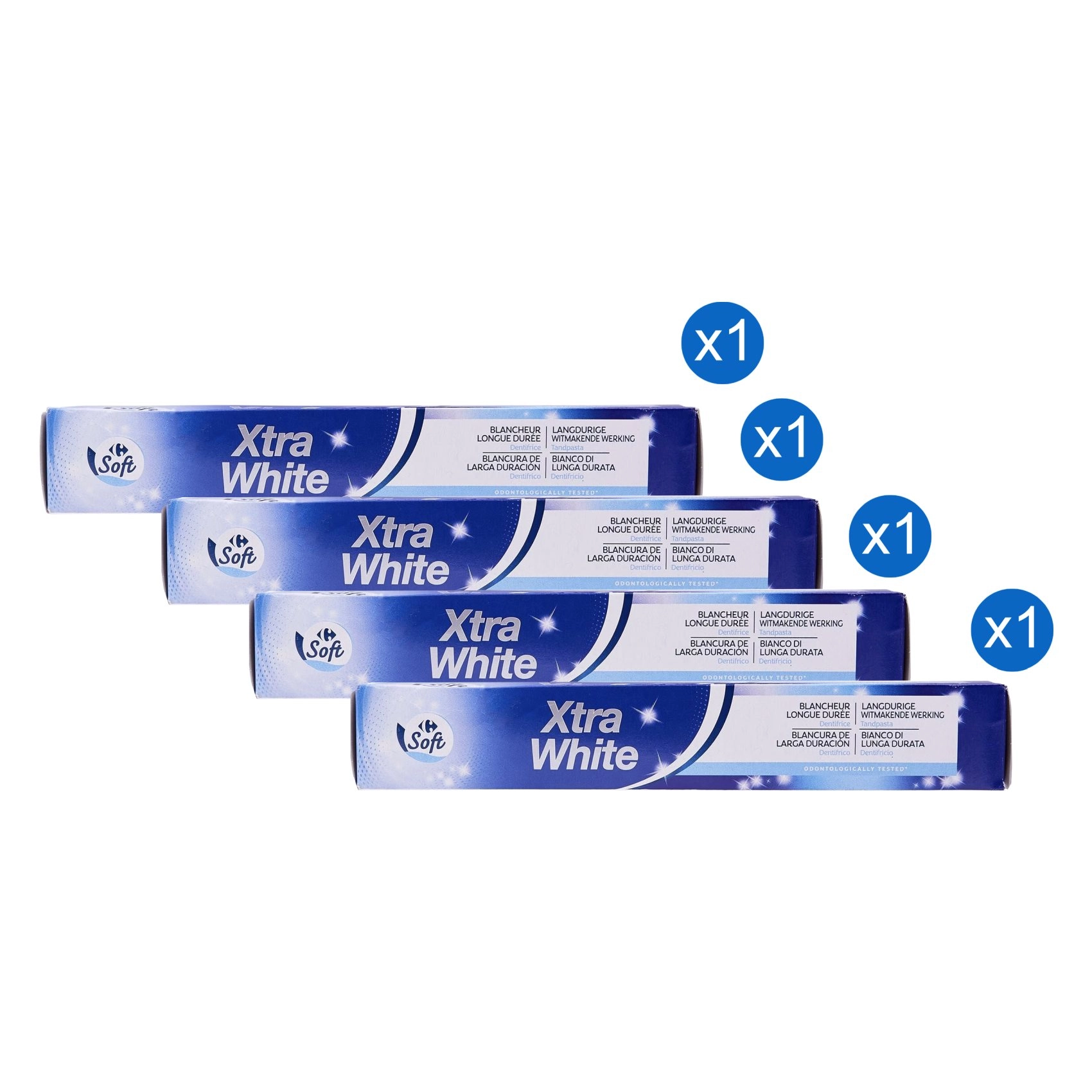 Carrefour Soft Xtra White Sodium Fluoride Toothpaste 75ml x4