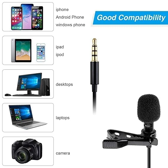 Dynamic Lapel Collar Mic 3.5mm-Mini-Jack Microphone