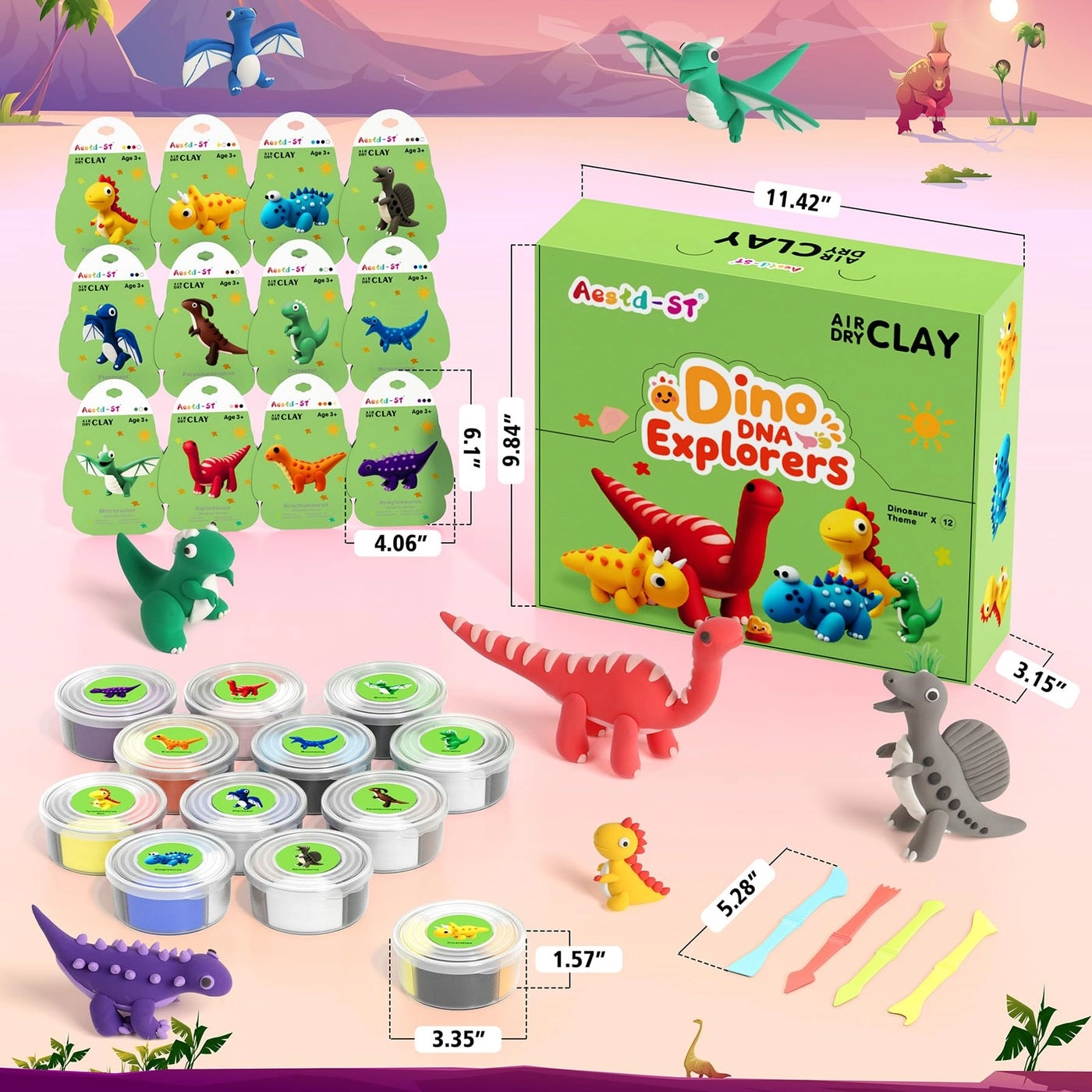 Air Dry Clay Kit 12 pcs.