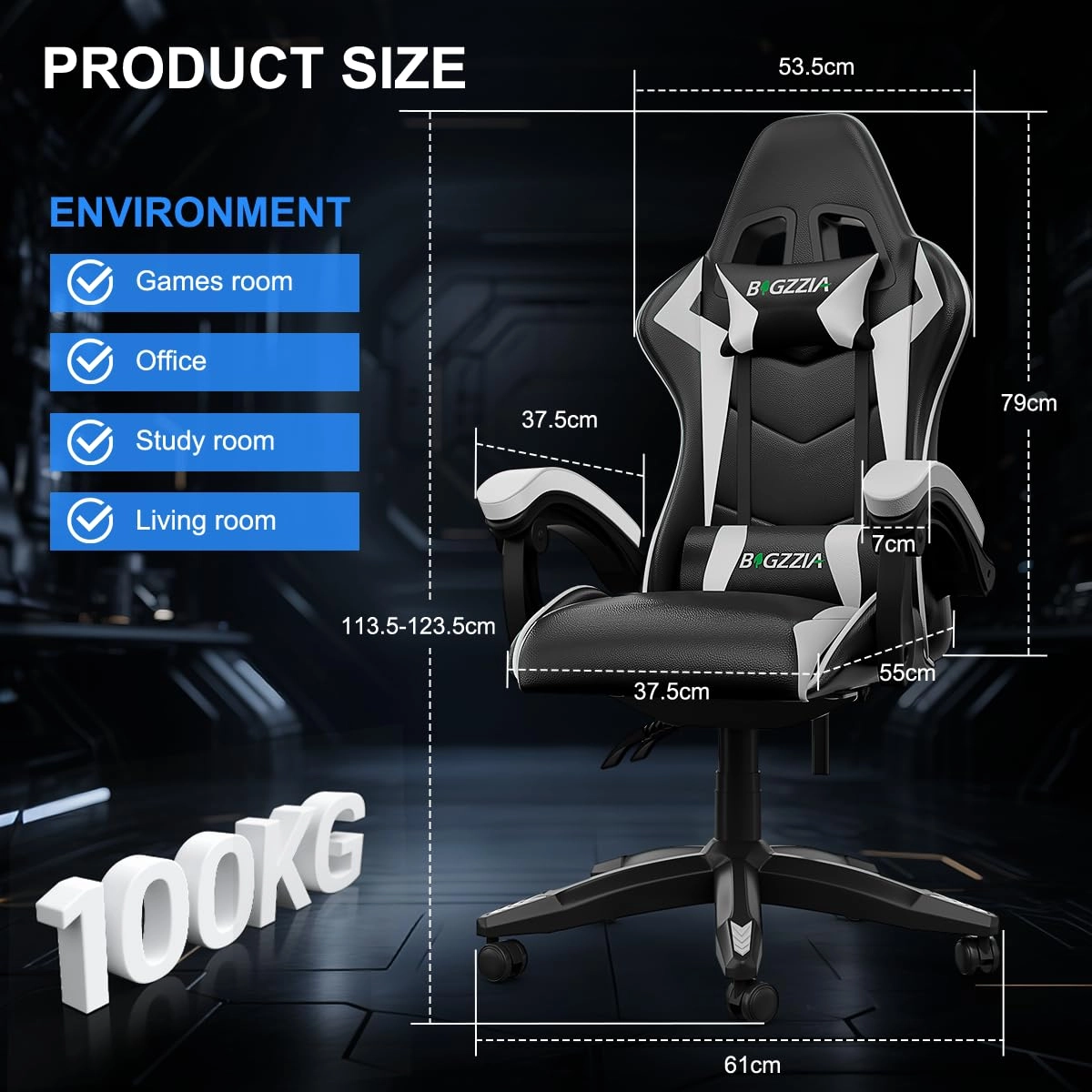 white LED gaming chair - RGB Reclining PU Leather