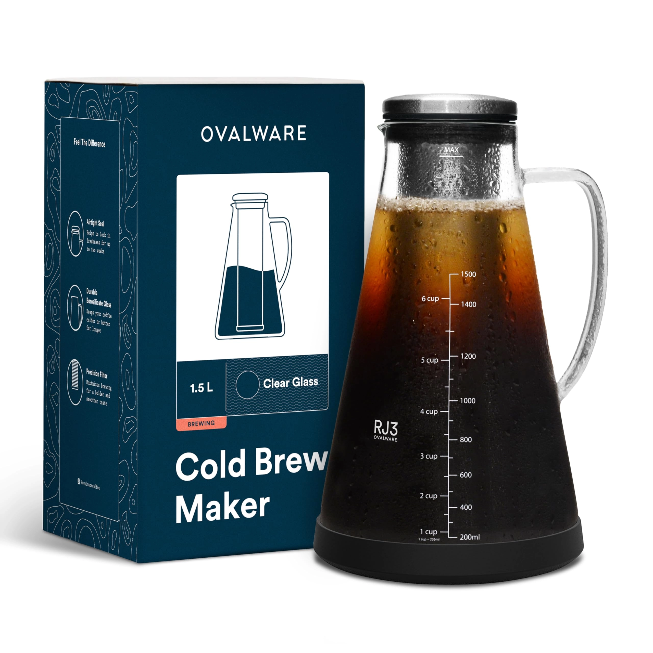 Ovalware Airtight Cold Brew Iced Coffee Maker - 1.5L