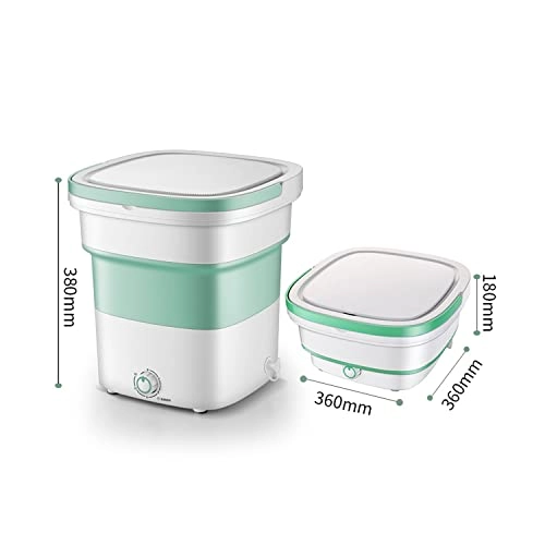 XHTONGSH غسالة قابلة للطي للطي المحمولة, غسالة صفرية اوتوماتيكية, عمل هادئ, الضوء الأزرق, ملابس داخلية غسل الملابس او عنصر صغیر, طاقة ومنطقة (Color : Green)