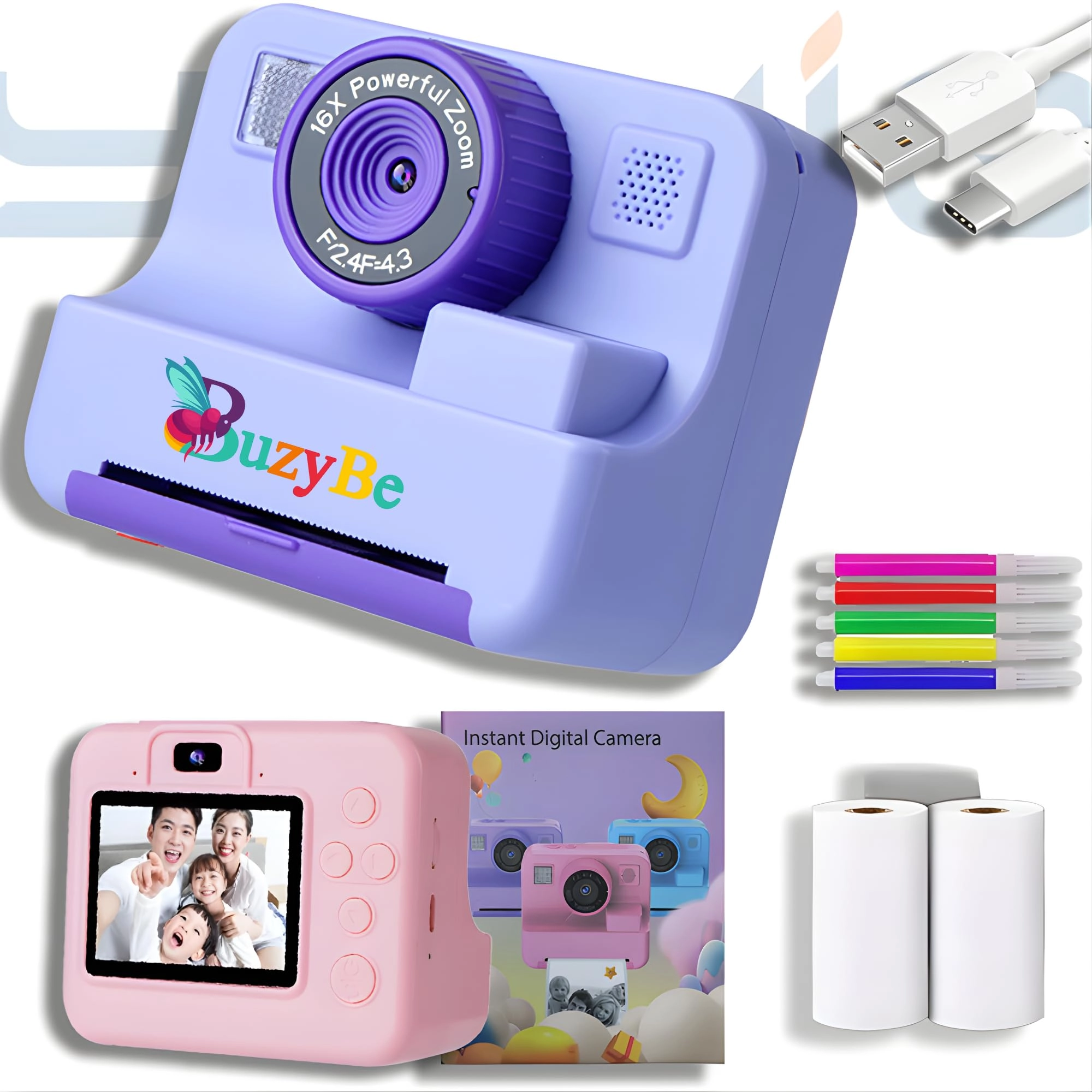 BuzyBe Instant Print Camera for Kids