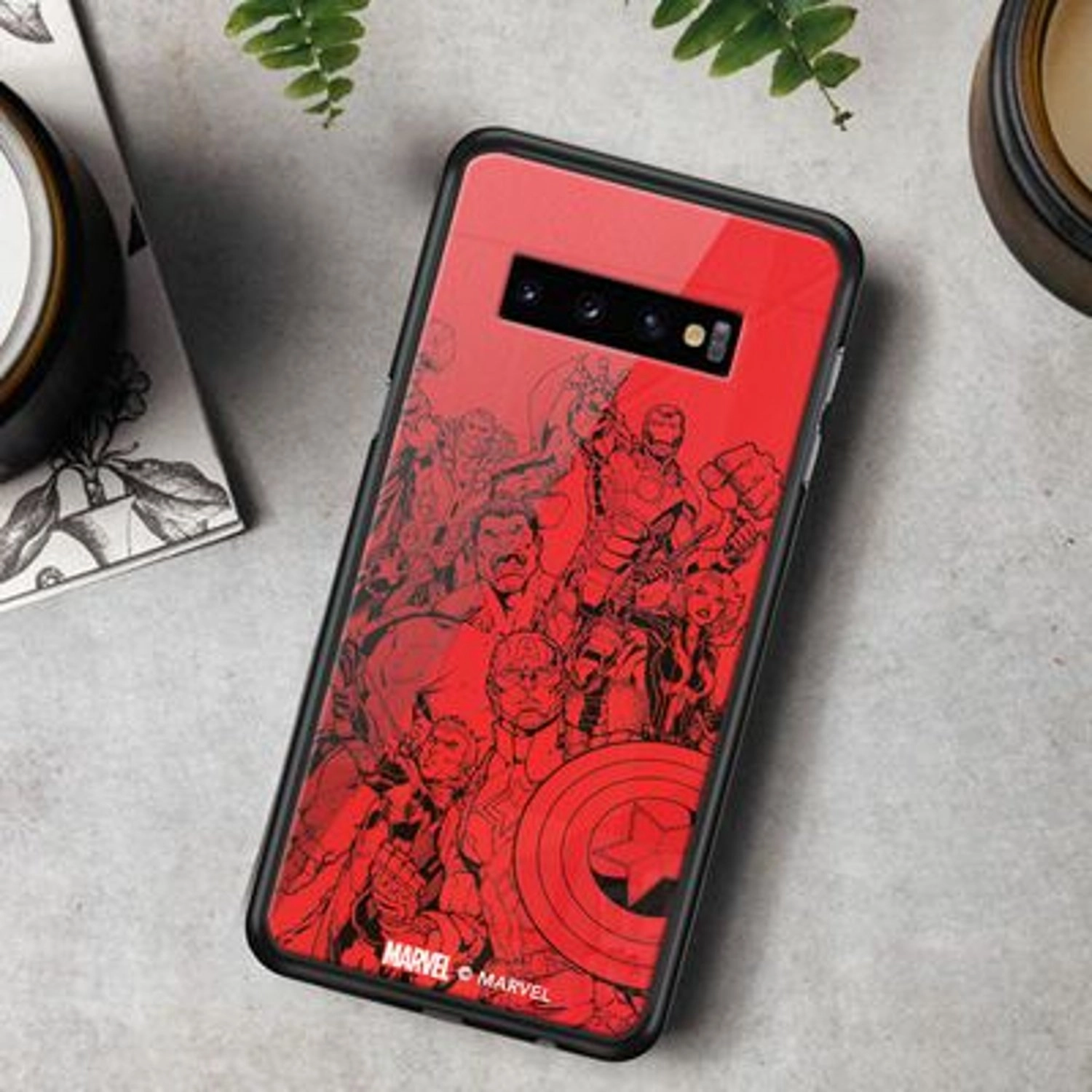 Avengers Character Logos Back Case for Galaxy S10 Plus
