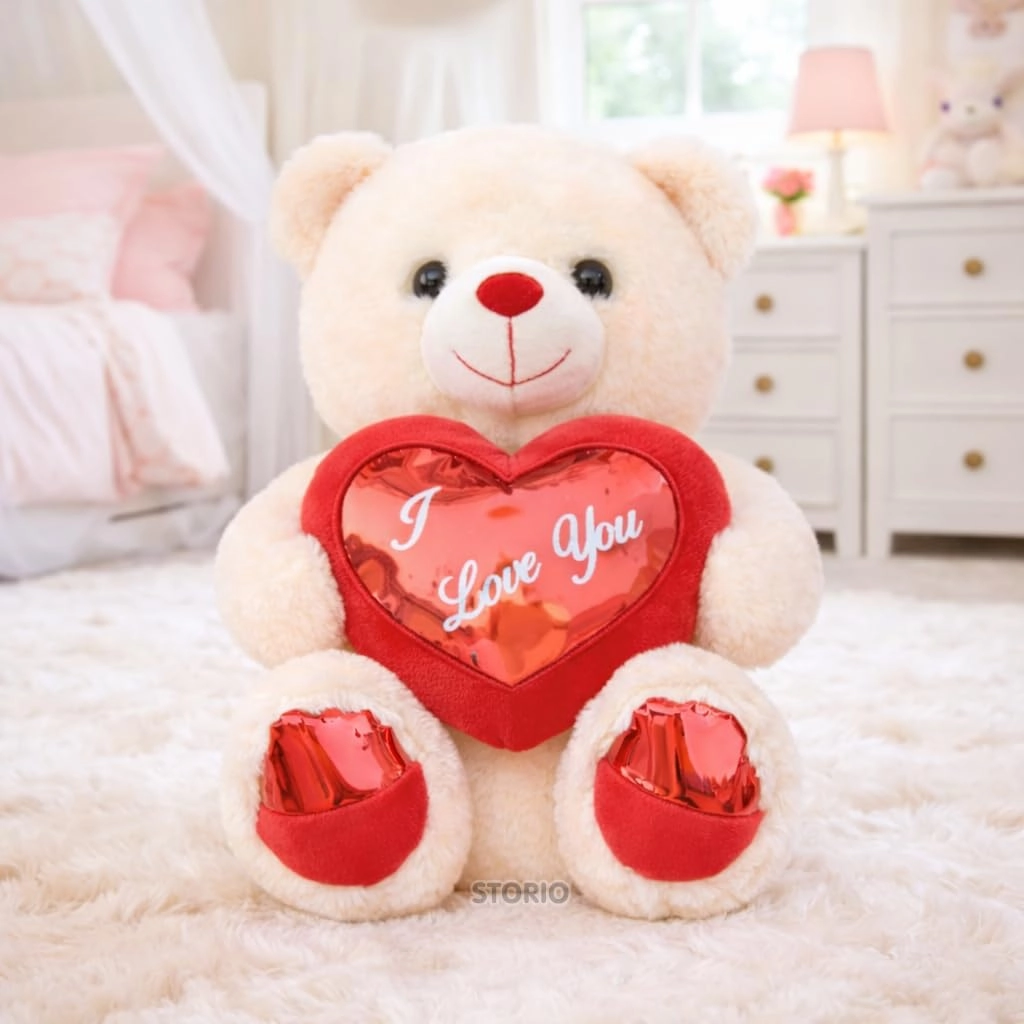 Storio, Storio Teddy Bear Brown Teddy Bear With Red Heart 25 cm Plush