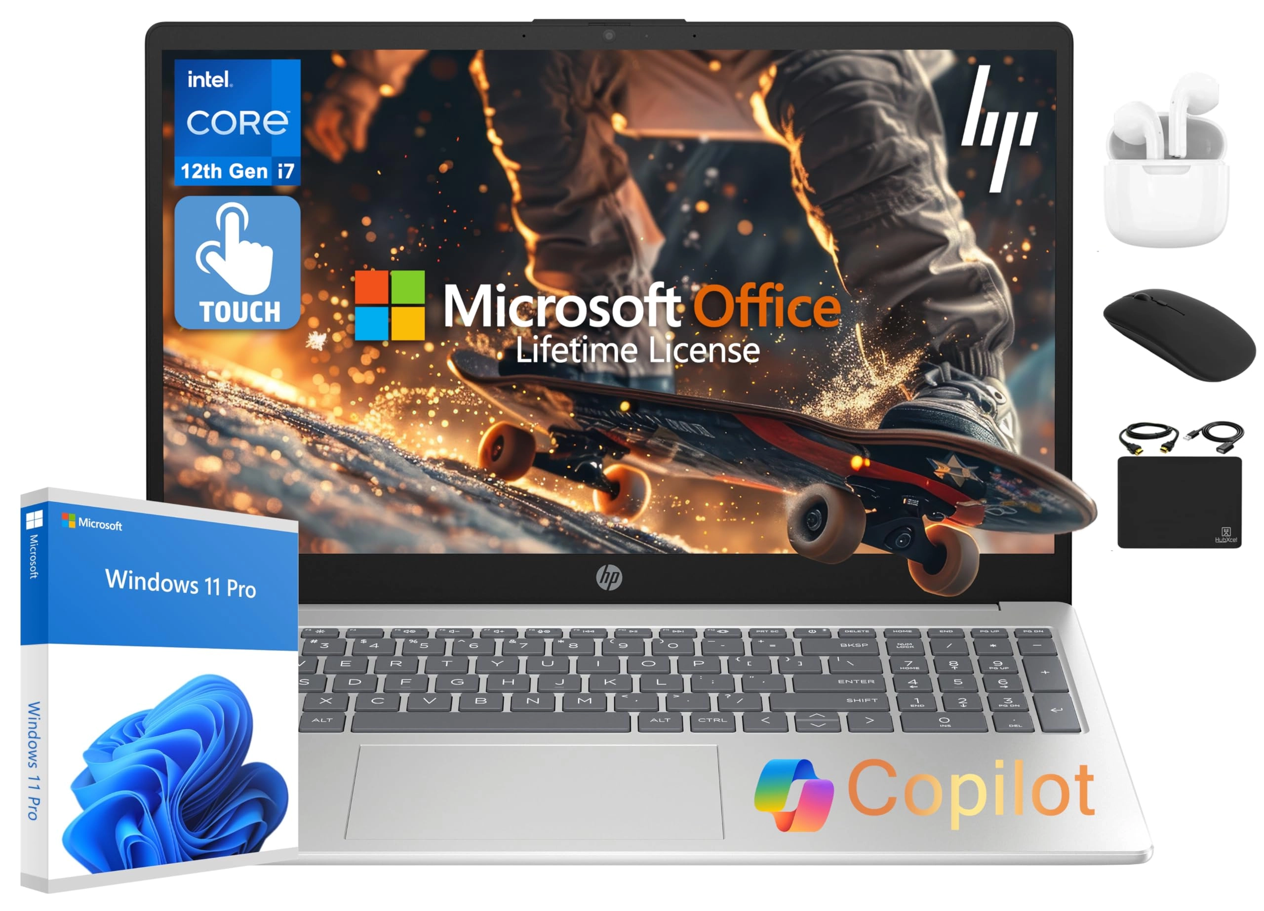 HP 2025 Flagship Notebook Laptop - 15.6'' Core i7-1255U 16GB DDR4 512GB SSD + 500GB External