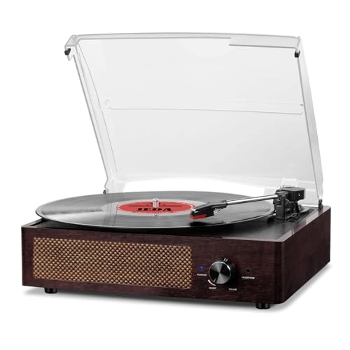 Record Player Turntable - Built-in Bluetooth 3-Speed 2 Stereo Speakers
