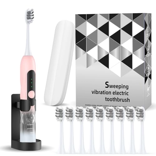 Oscillation&Vibration Sonic Electric Toothbrush - 10 Brush Heads 48000VPM 5 Cleaning Modes
