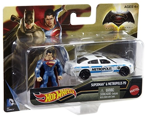 Superman Mini Figure - 2" + Dodge Charger - 1:64