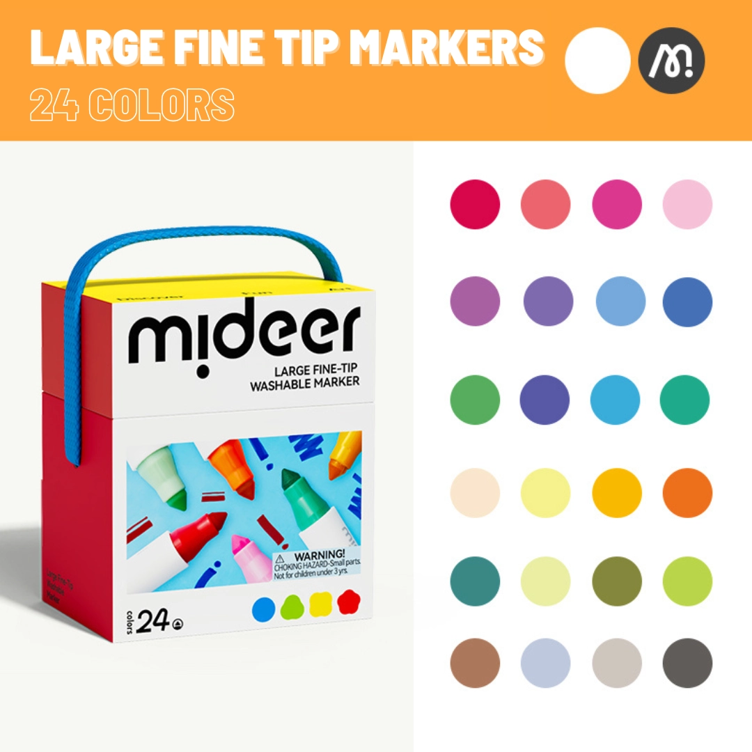Fine Tip Washable Markers - Multi Colour Large cone tip