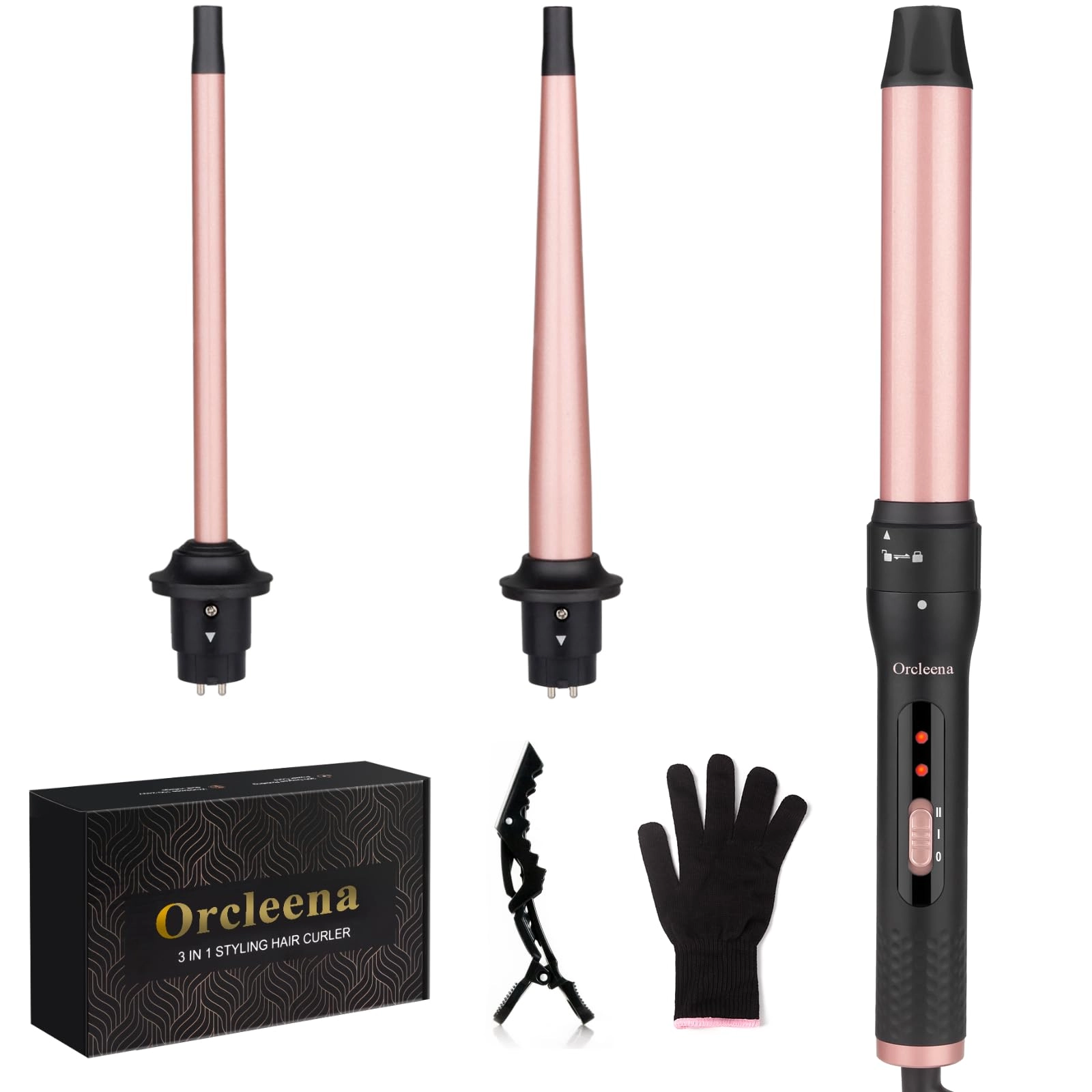 orcleena 3 in 1 curling wand - Rose Gold Ceramic