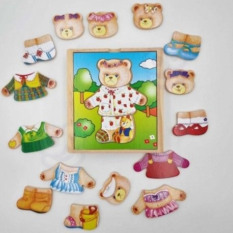 Wooden Dressing Up Puzzle Girl Bear - 18 Months 18 pieces
