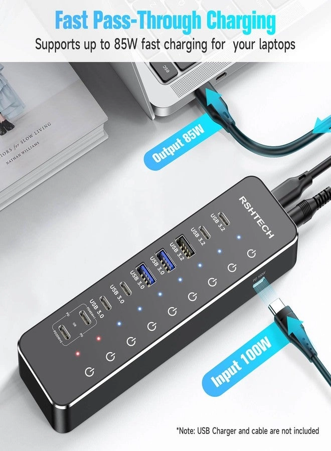 10-Port Powered USB C Hub - Laptop