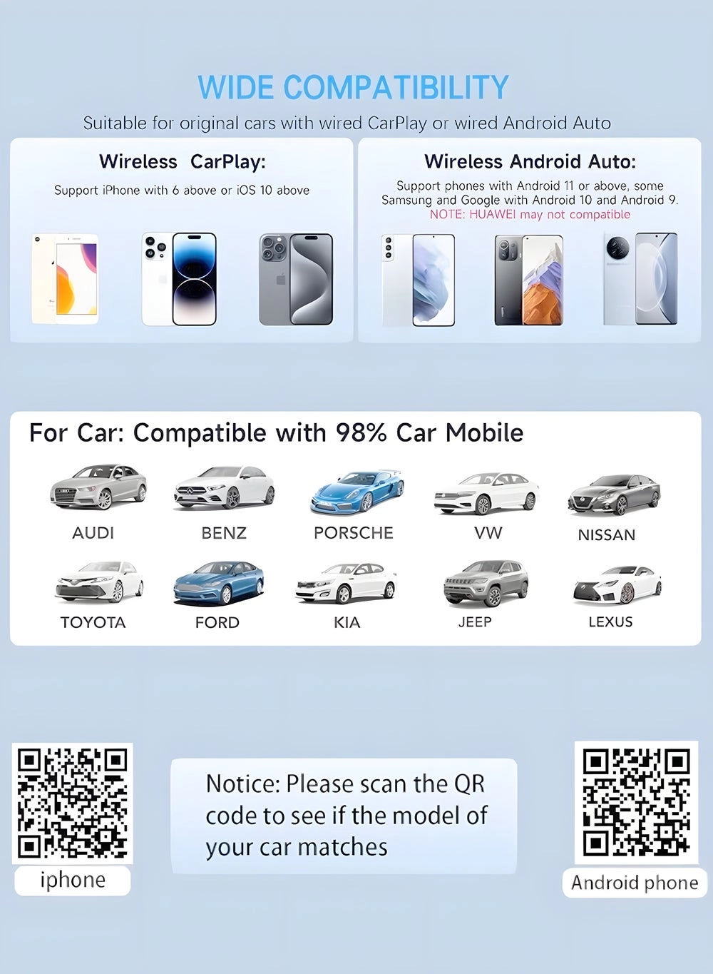 Wireless Carplay Adapter - Wireless Apple iPhone Android Phone