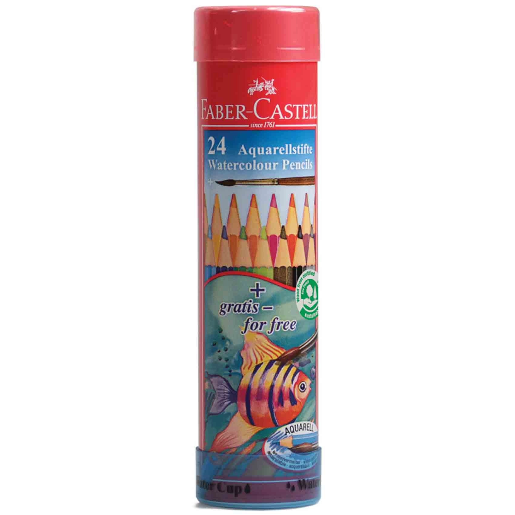 Faber-Castell Fish Flat Tin Water Colour Pencil - 24pcs