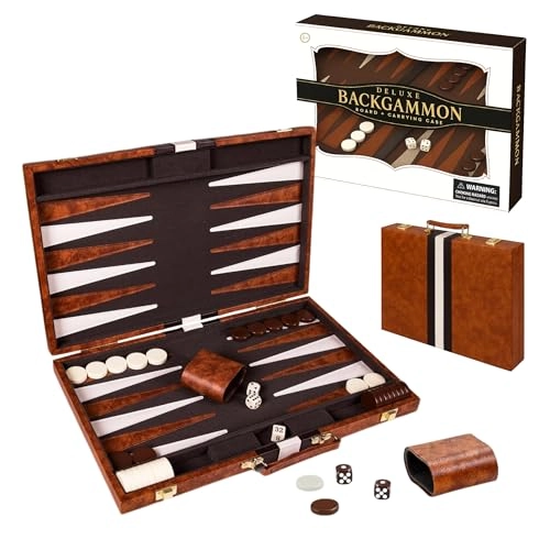 Backgammon Set - Classic Edition Premium Leather Case