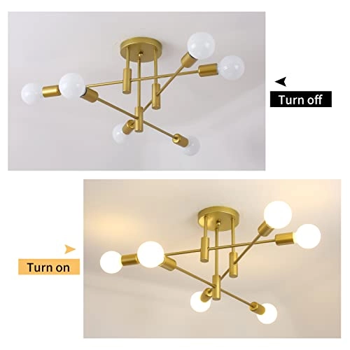 Modern Chandelier - 6-Light Pure Gold