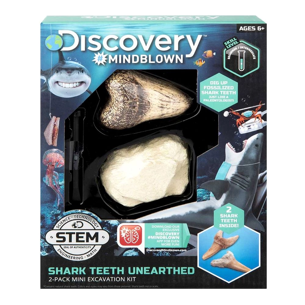 DISCOVERY MINDBLOWN Mindblown Shark Teeth Unearthed Mini Excavation Kit Archaeology Science - 6 years+ 2 pieces