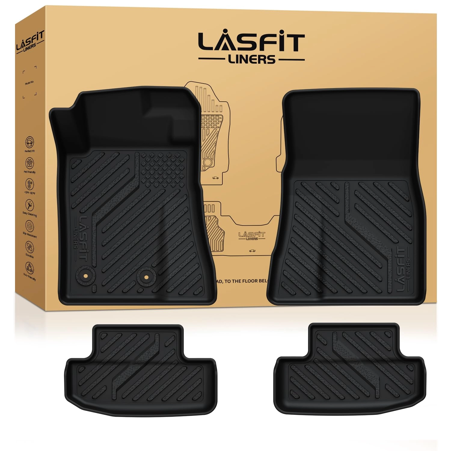 LASFIT Floor Mats - Ford Mustang 2015 - 2026 1st & 2nd Row