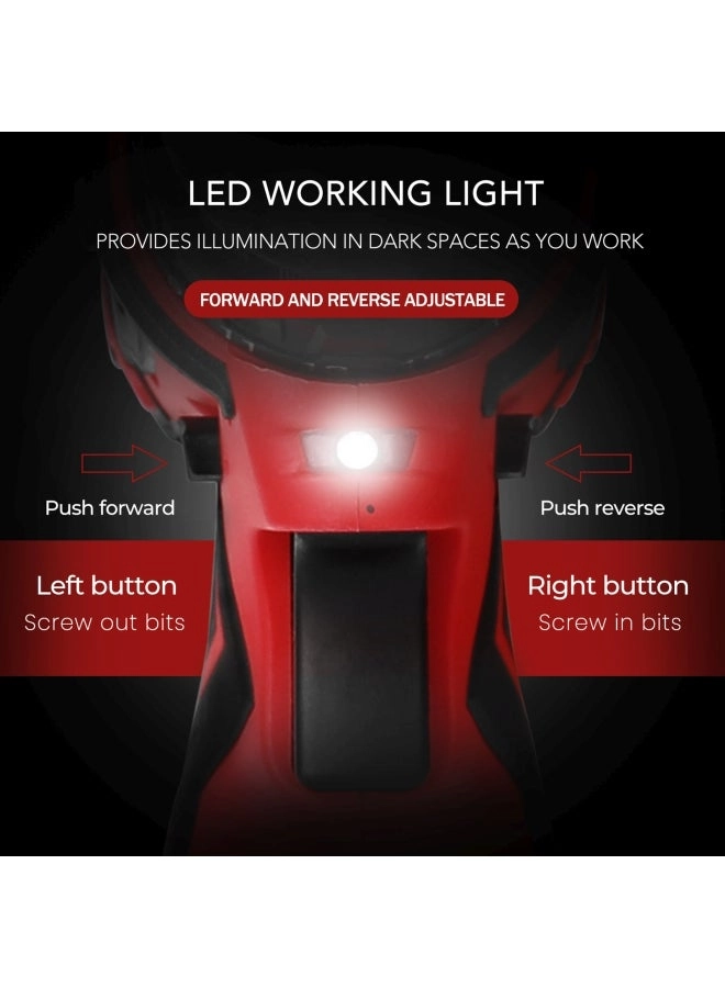 Multifunctional Electric Drill - 18V Red/Black