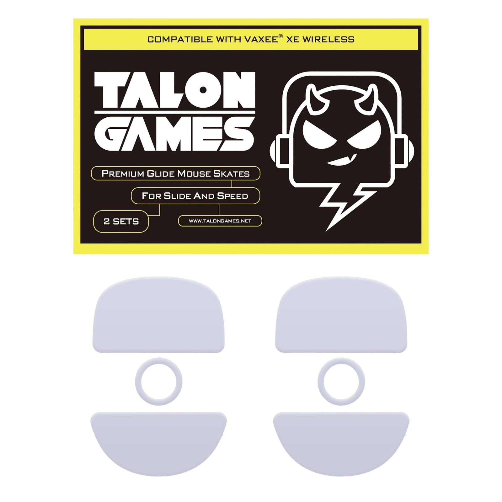 TALONGAMES Rounded Curved Edges Mouse Feet Skates - VAXEE XE 0.8mm Pure PTFE