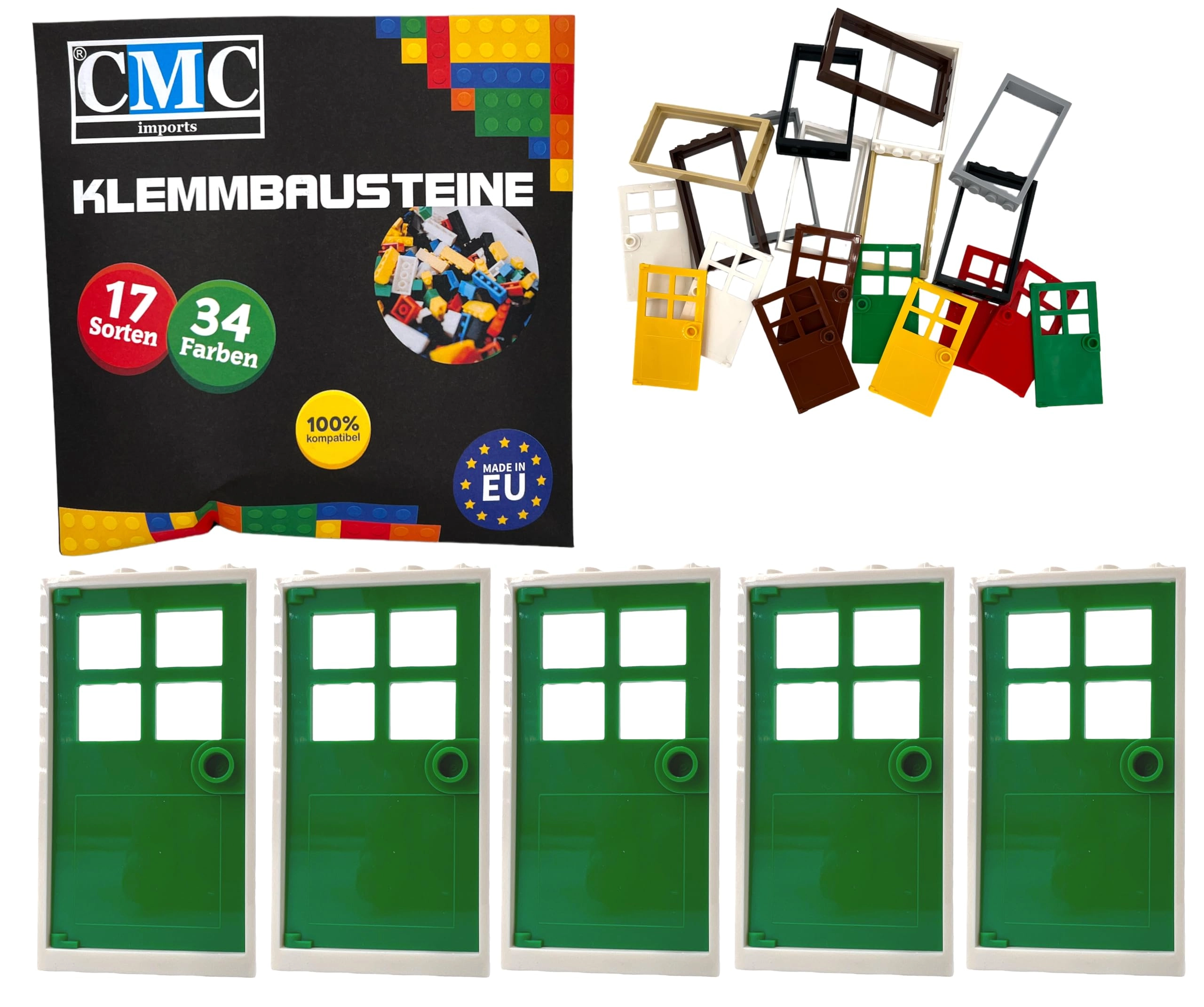 Door Frame - Beige 5 pcs + Door Leaf - Green