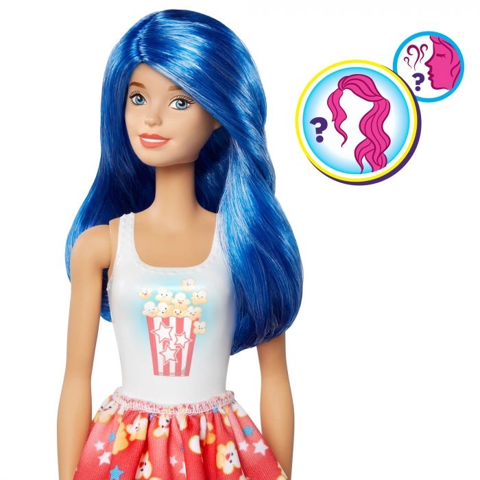 Barbie Color Reveal Glitter! Hair Swaps Doll - Glittery Blue 25 Hairstyling & Party-Themed Surprises Ages 3+