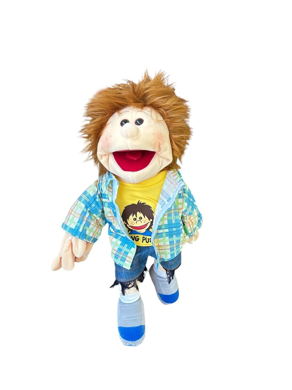 Edu Fun Fabian Puppet Boy - 65cm With T-Shirt And Silver Trainers