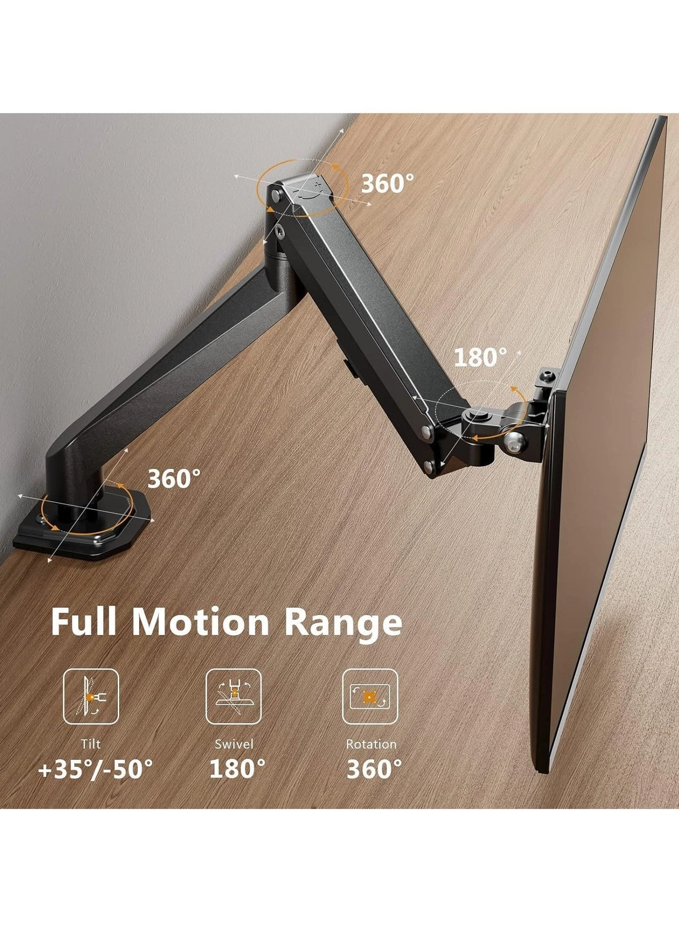 Single Monitor Arm - Single 13-32 Inch VESA 75x75/100x100mm