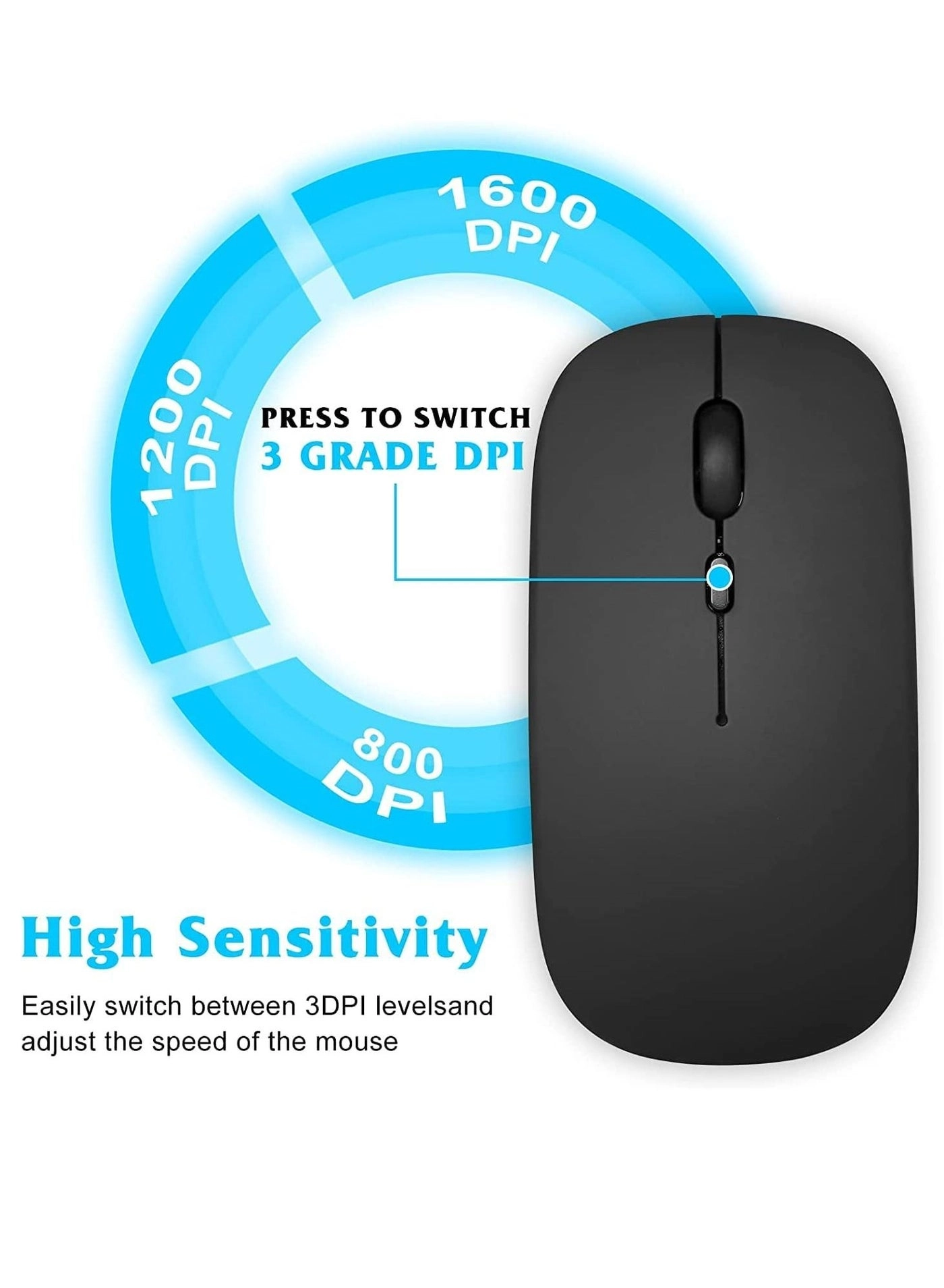 Slim Wireless Mouse - 2.4G Bluetooth 5.1