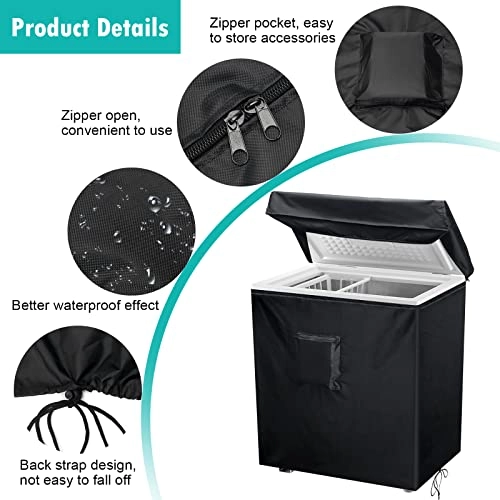 Chest Freezer Cover - Black 3.5 Cubic Feet Waterproof