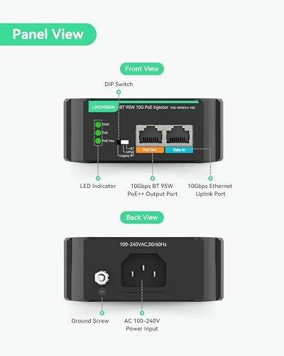 POE-IN9001-10G - 48V 95W 2 ports IEEE 802.3af/at/bt 10Gbps