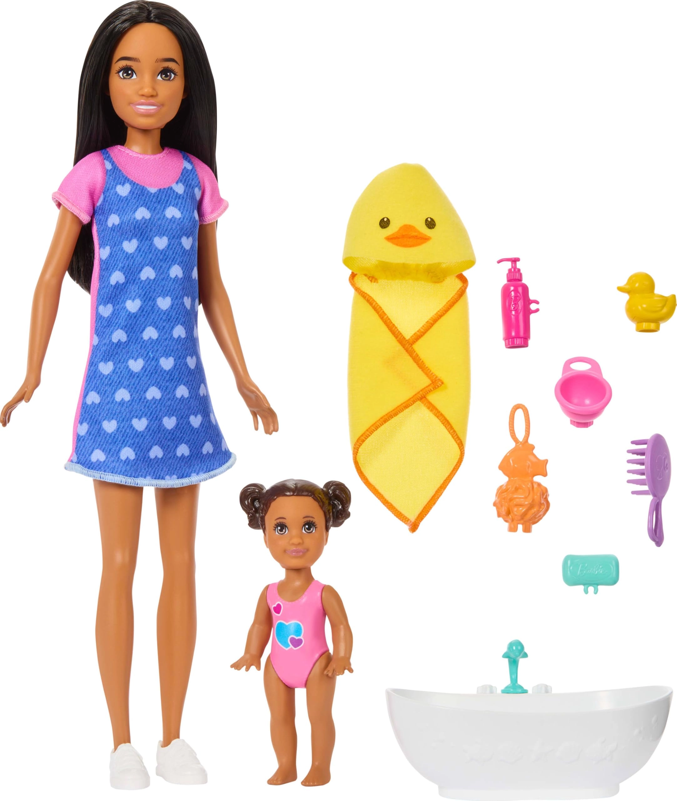 Mattel Skipper Babysitters Inc. Playset - Brunette Doll Toddler Doll Bathtub Ages 4+