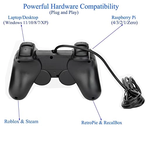 USB Wired Game Controller - Windows PC Raspberry Pi Steam Roblox RetroPie RecalBox