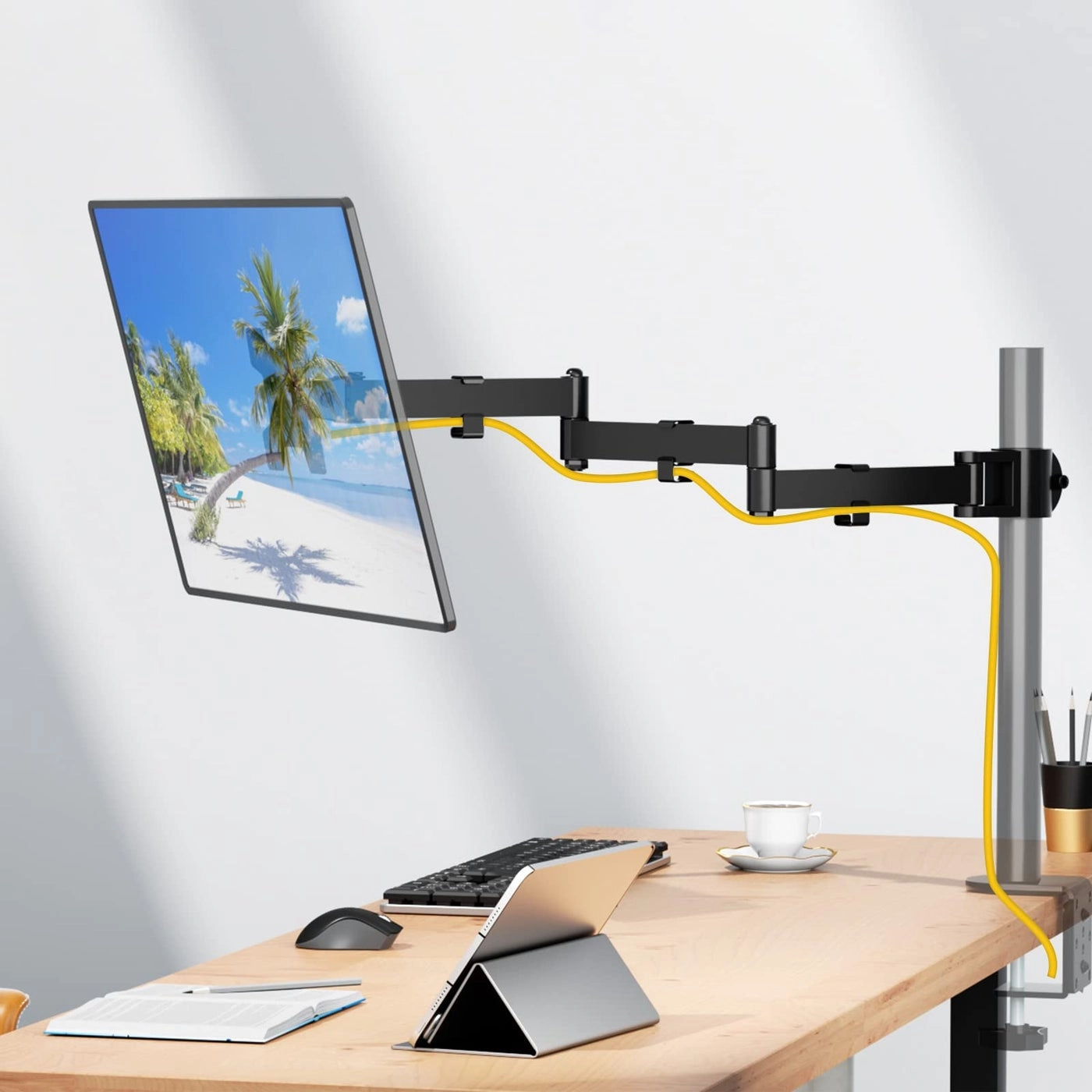 Gas Spring Desk Mount - 35 inch VESA 75 and 100