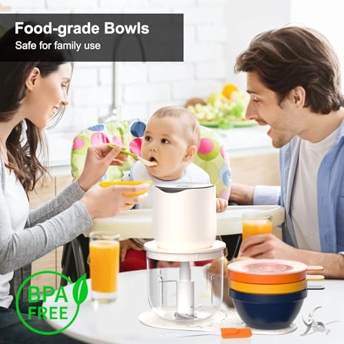 Electric Chopper - 600ML+240ML*3 Rechargeable