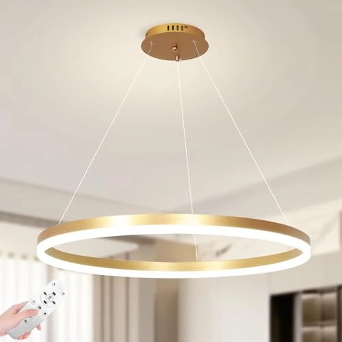 Golden Round LED Chandelier - 3000K 4000K 6000K Dimmable