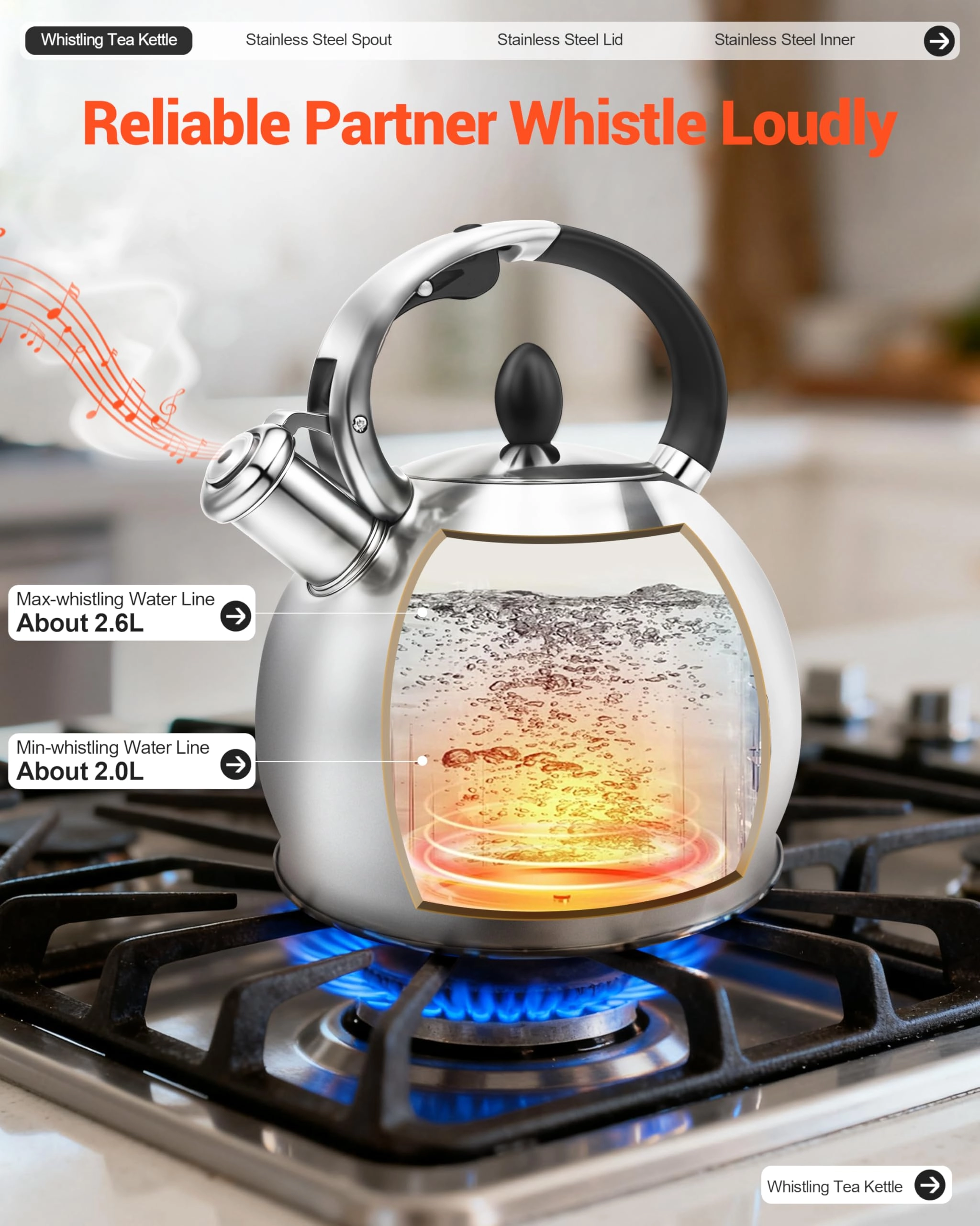 Whistling Tea Kettle - 2.64 Quarts