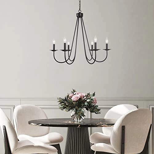 6-Light Farmhouse Chandelier - Dimmable
