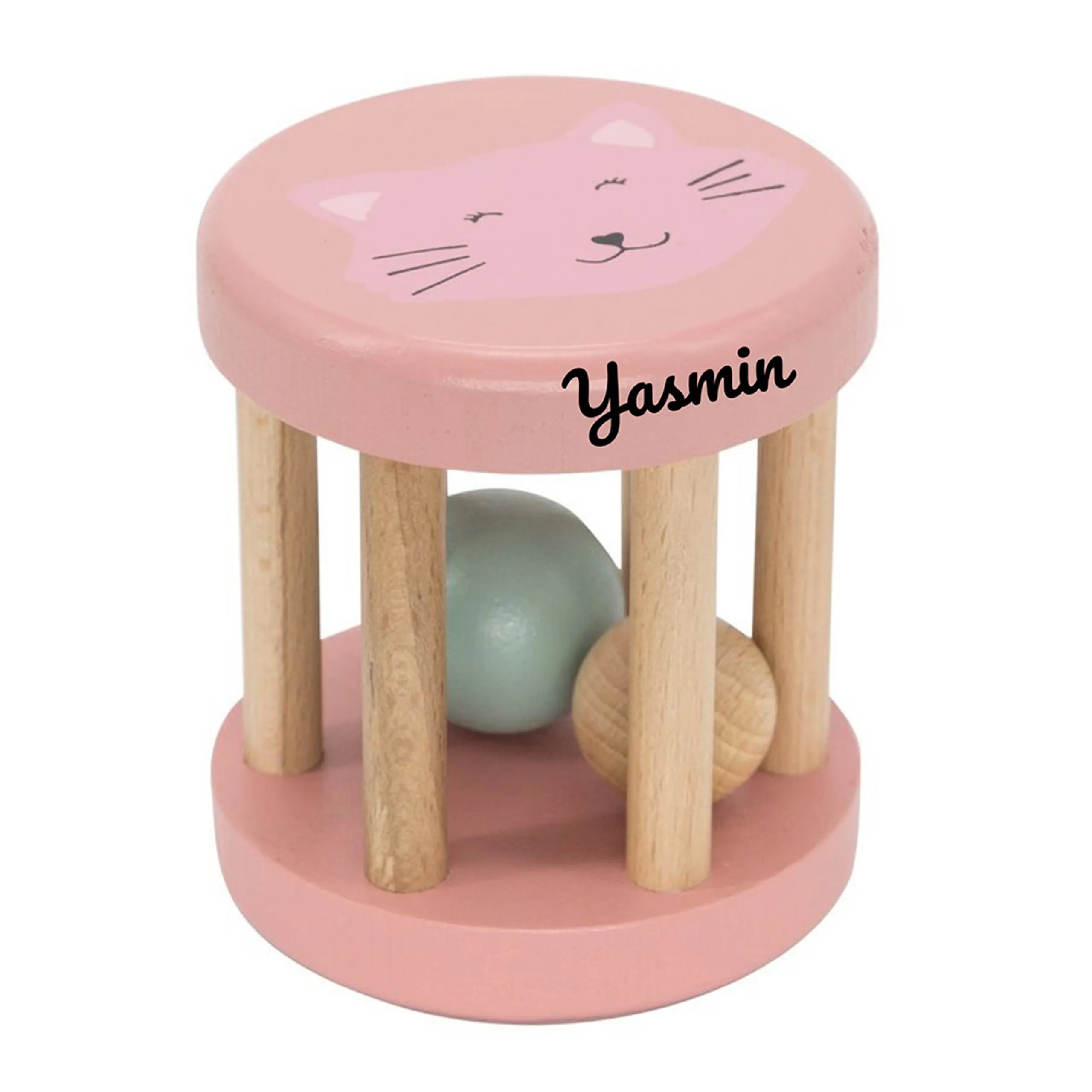 Wooden Rolling Rattle - Suitable for 6 months and above Mrs. Cat