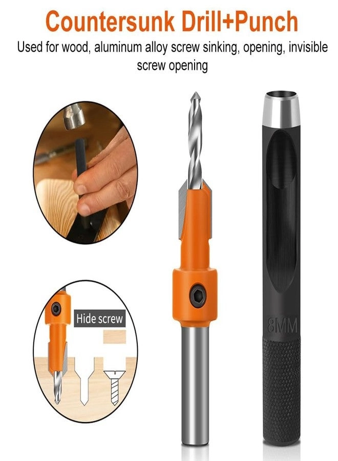 Tapered Countersink Drill Bits - #45 Carbon Steel 10Pcs 8mm