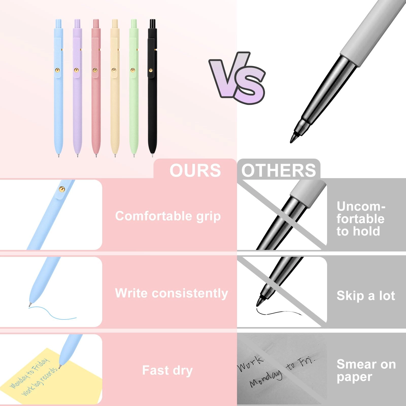 Gel Pens - 6 Pcs 0.5mm